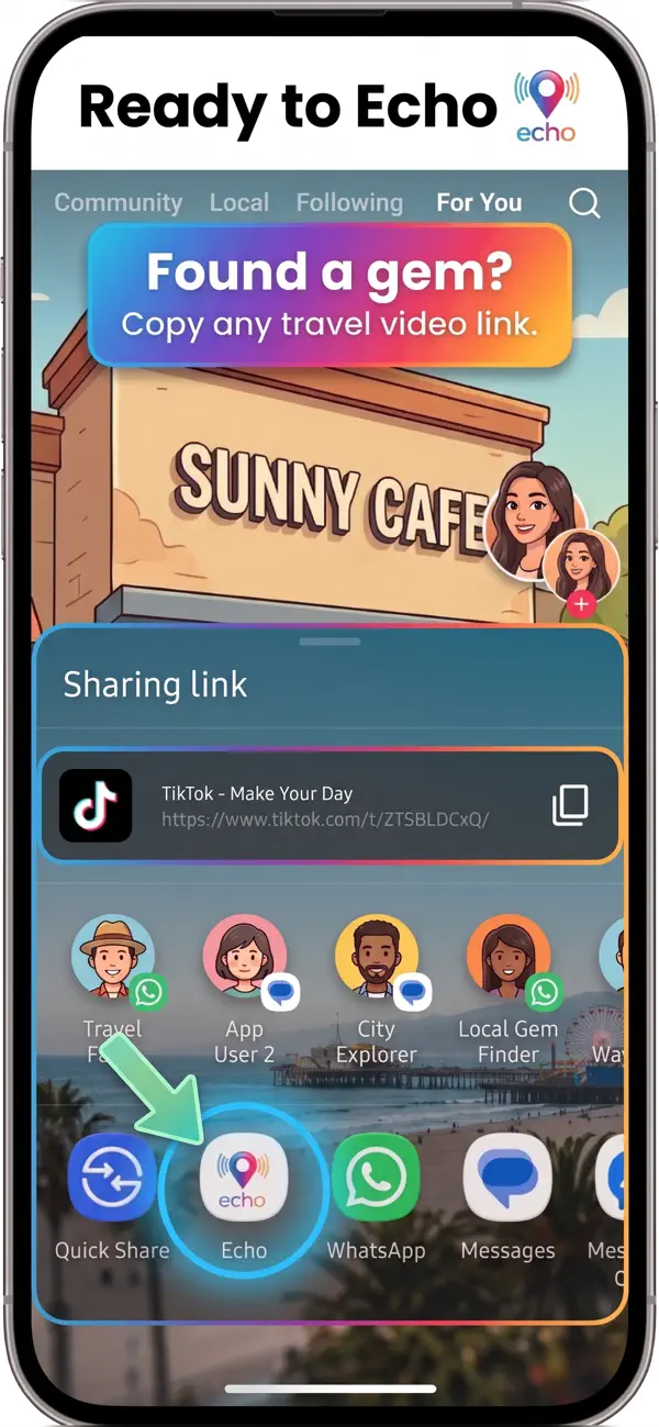Ready to Echo interactive food map and saved places